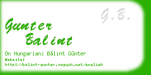 gunter balint business card