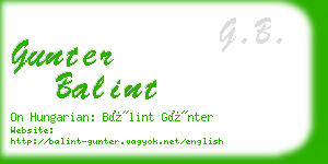 gunter balint business card